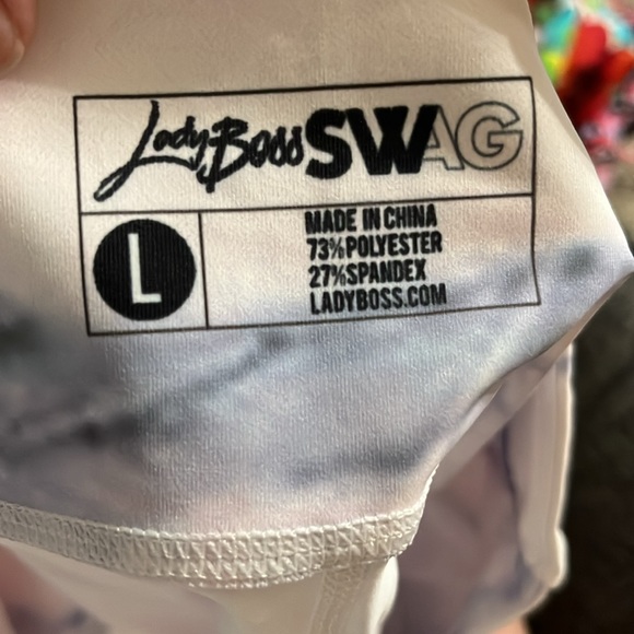 LadyBoss Swag White Marble Leggings - Picture 3 of 3